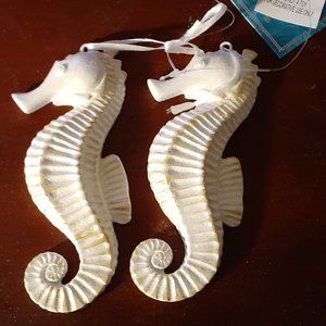 Set of 2 Beekman Home Seahorses Ornaments NWT